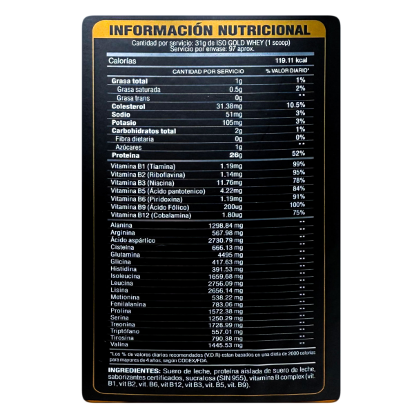 LEVEL PRO ISO GOLD WHEY VAINILLA  - 6.6 LBS - Imagen 2