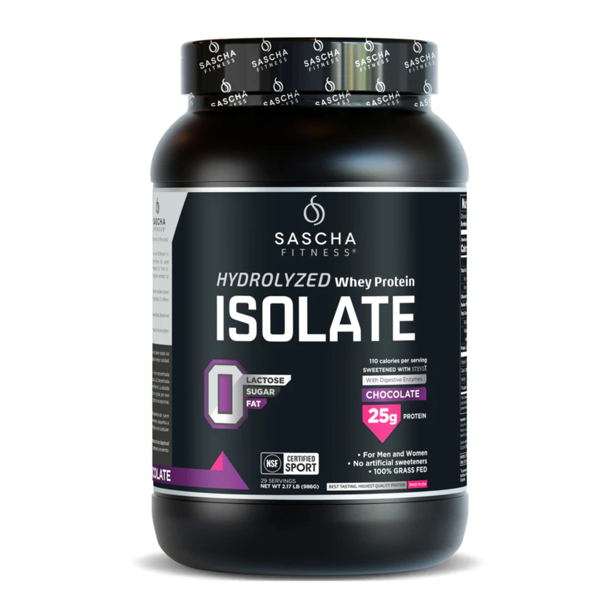HYDROLYZED Whey Protein ISOLATE CHOCOLATE - SASCHA FITNESS 2 Lb