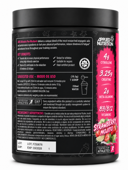 ABE PRE-WORKOUT 315 G STRAWBERRY MOJITO - Imagen 2